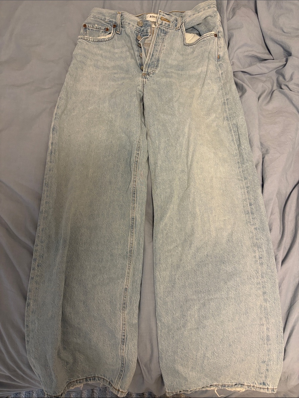 Aritzia frayed hem AGOLDE high rise wide leg jeans
